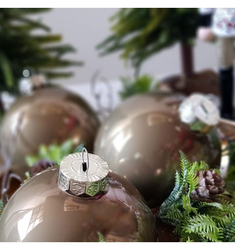Palline natalizie sfere in vetro 8 cm Mud - fango  N16047/MUD 16 pz.