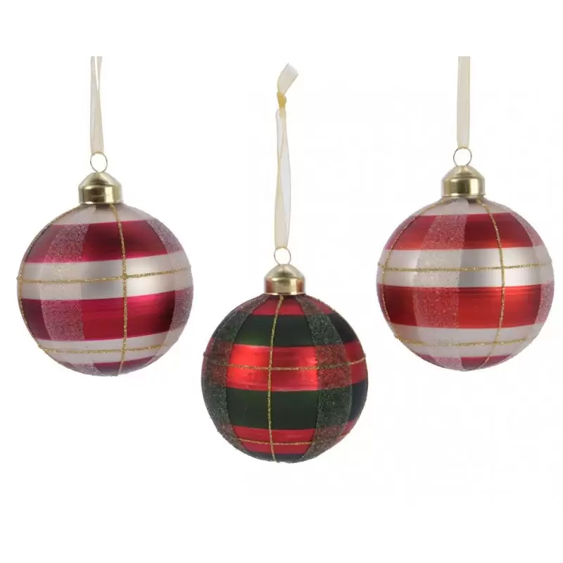 PALLINE NATALIZIE MOTIVO SCOZZESE - 6 PZ