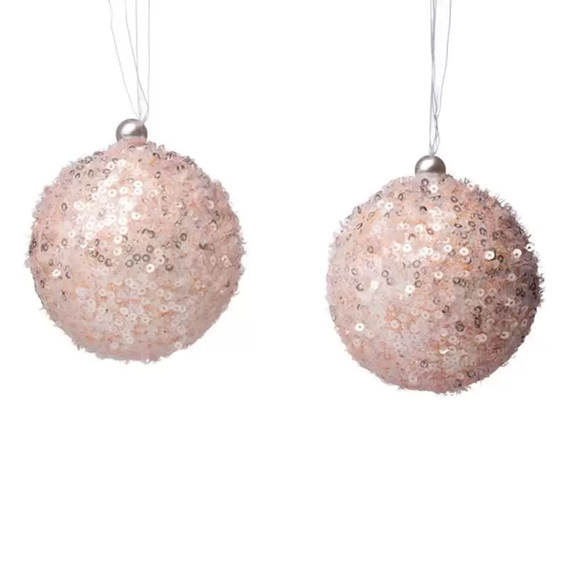 PALLINA ROSA GLITTER 8 CM - 1 PZ