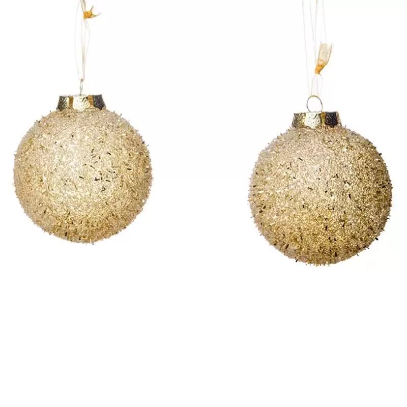 6 PALLINE ORO GLITTER 8 CM