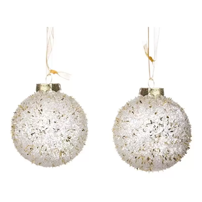PALLINA ARGENTO-ORO GLITTER 8 CM - 1 PZ