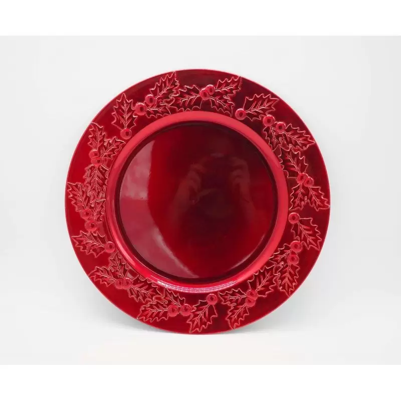 SOTTOPIATTI ROSSI ROTONDI CON DECORAZIONI IN RILIEVO AGRIFOGLIO – 6 PZ