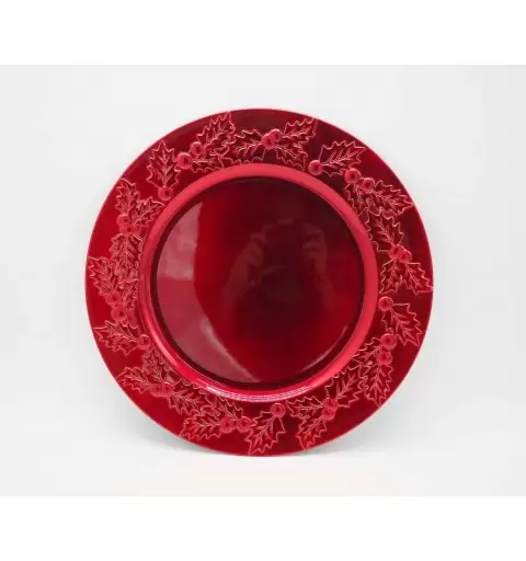 SOTTOPIATTI ROSSI ROTONDI CON DECORAZIONI IN RILIEVO AGRIFOGLIO – 6 PZ