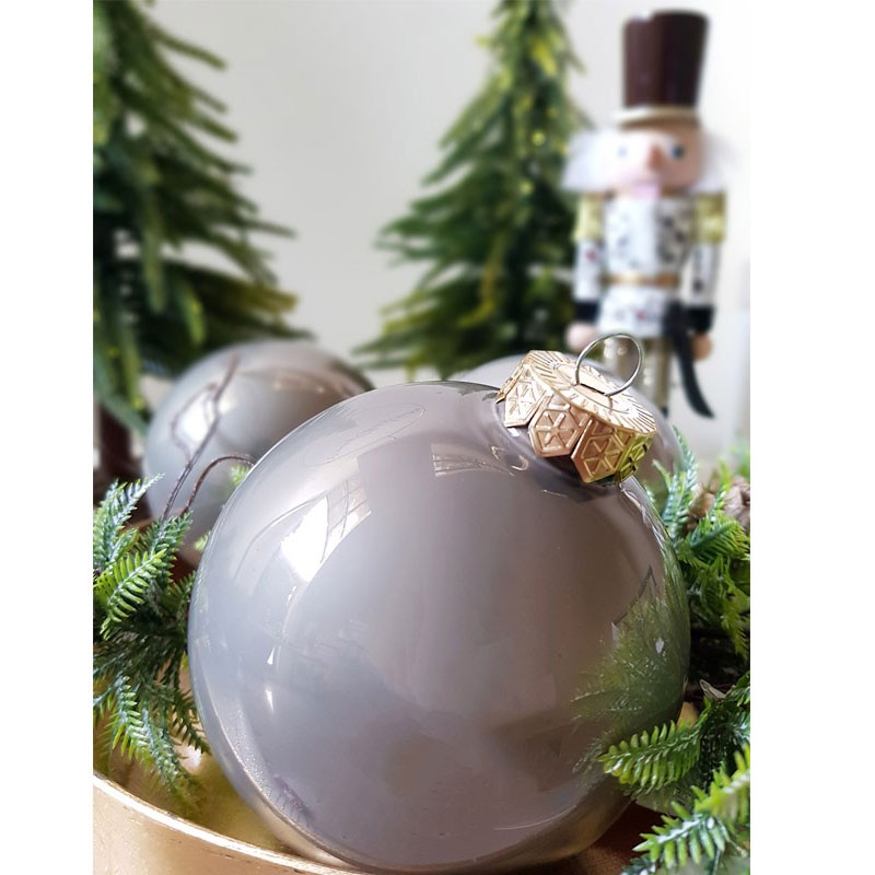 Palline di natale sfera in vetro 10 cm  Platinum N16048/PLA 12 pz