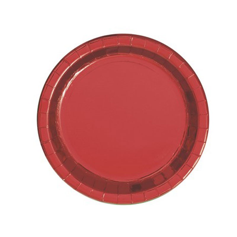 piatto carta Rosso metallizzato 21,9 cm 8 pz 51655