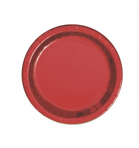 piatto carta Rosso metallizzato 21,9 cm 8 pz 51655