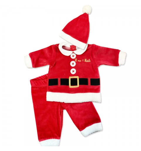 Completino Natalizio Babbo Natale per neonato/a in ciniglia  Il Mio Primo Natale TG 12 Mesi - CO4763
