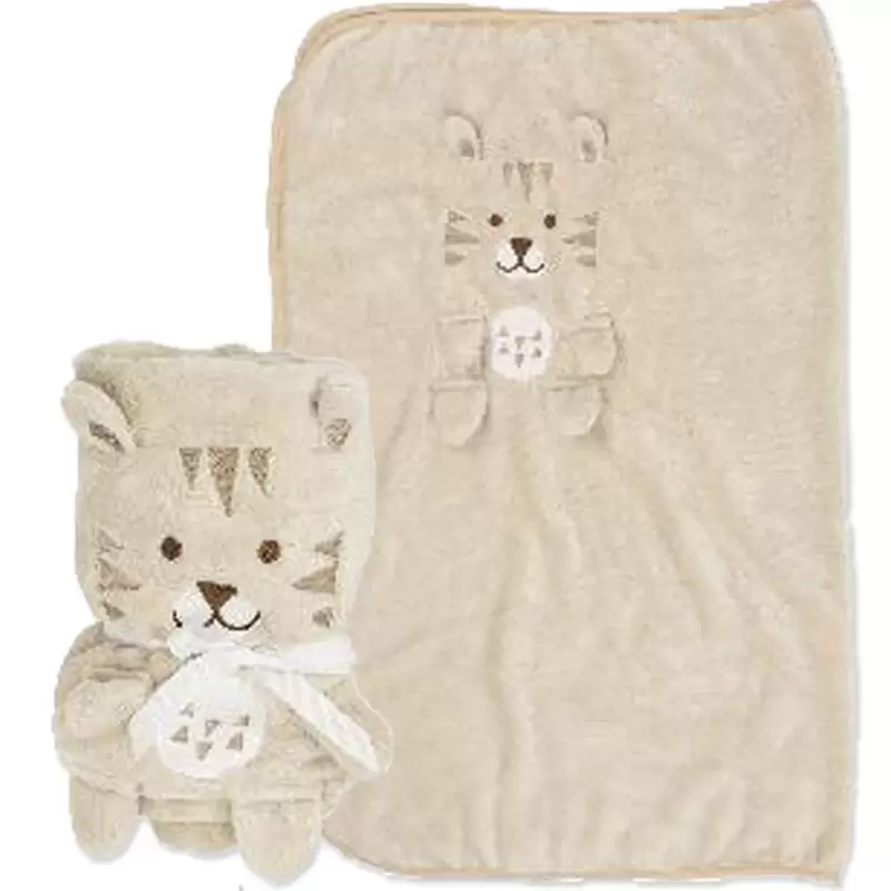 Copertina per culla in pile con pupazzo Tigrotto Beige 12525