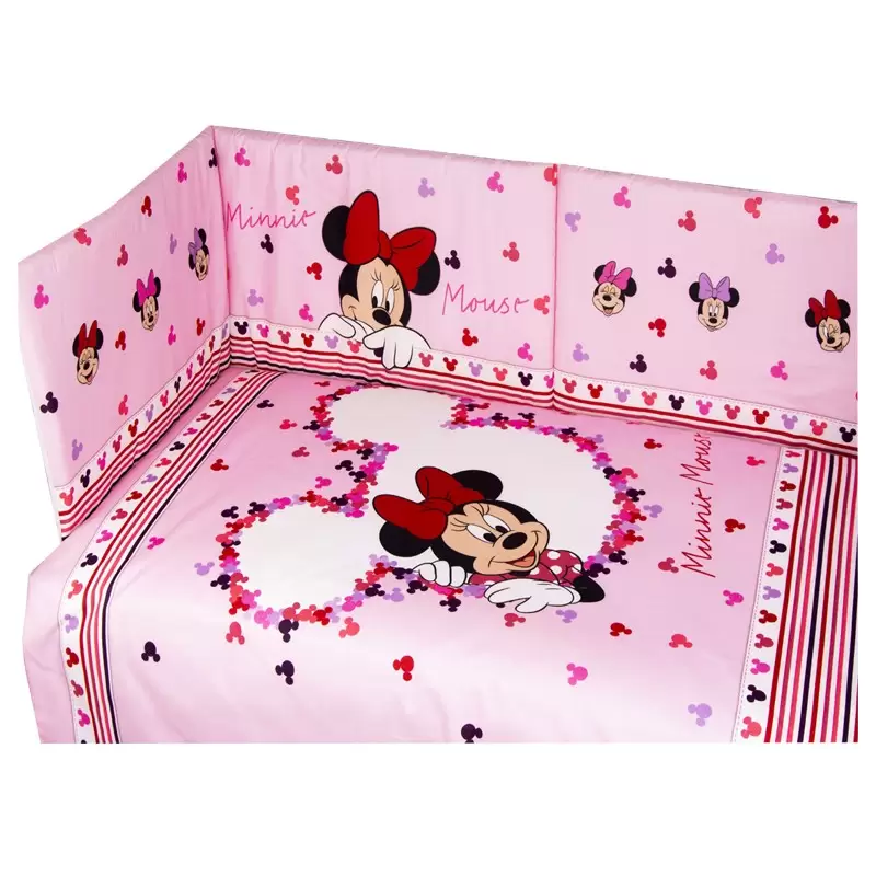 parure lettino culla Minnie set piumino + copri piumino + paracolpi Rosa DL0321WD