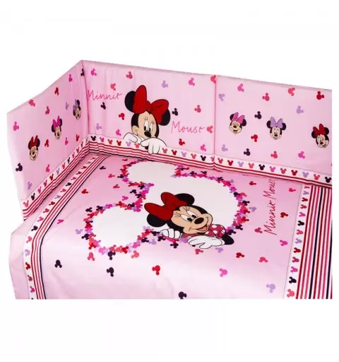 parure lettino culla Minnie set piumino + copri piumino + paracolpi Rosa DL0321WD