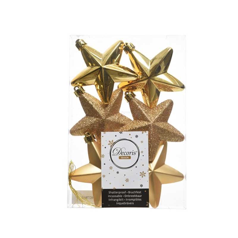 set 6 palline natalizie in vetro a forma di stella oro 2 x 7,5 x 7,5 cm 027860