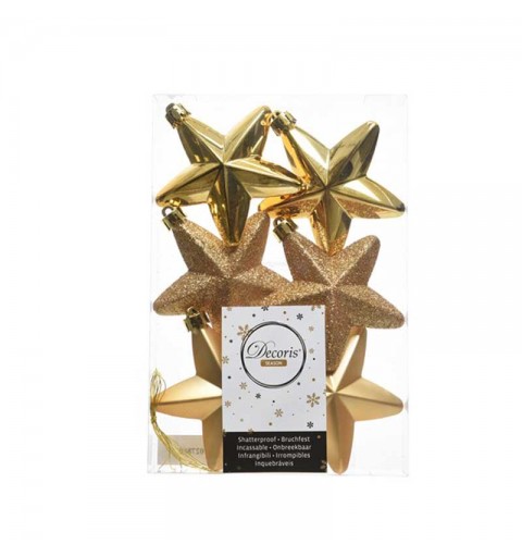 set 6 palline natalizie in vetro a forma di stella oro 2 x 7,5 x 7,5 cm 027860