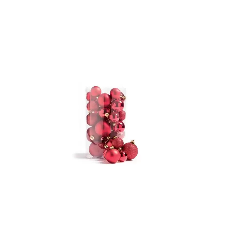 36 PALLINE NATALIZIE ROSSE GLITTER LUCIDE E SATINATE 6 CM