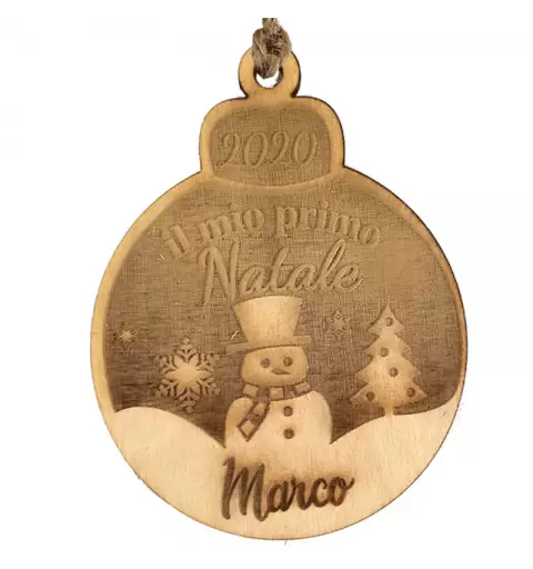 3 PALLINE NATALIZIE DI LEGNO PERSONALIZZATE DA APPENDERE