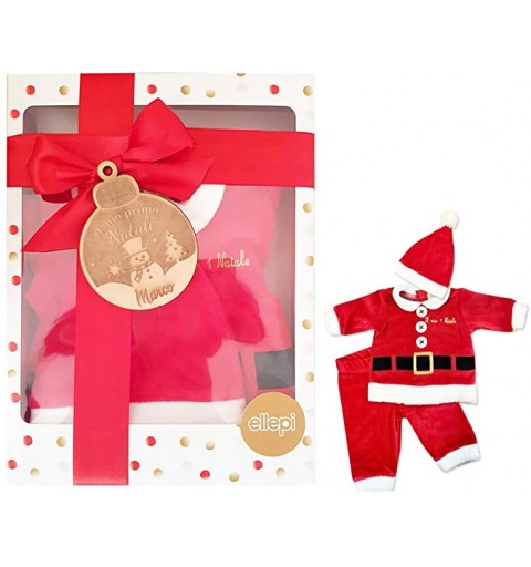COMPLETINO BABBO NATALE 1 MESE CON PALLINA PERSONALIZZABILE DI LEGNO
