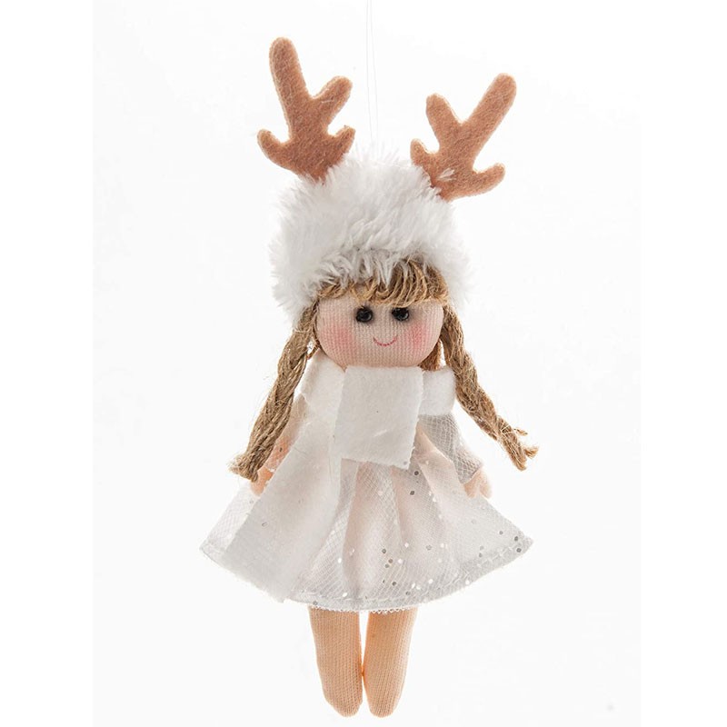 bambolina natalizia N15872 15 cm bianca