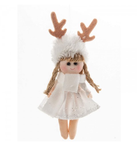 bambolina natalizia N15872 15 cm bianca