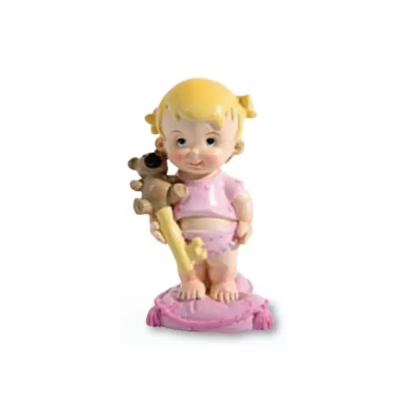Statuina Cake Topper Neonata con Chiave in Reisna 8 cm (Nascita/Battesimo) 37270