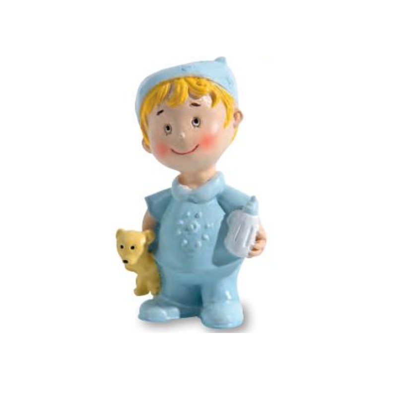 Statuina Cake Topper Neonato con Orsetto in Reisna 7 cm (Nascita/Battesimo) 37280