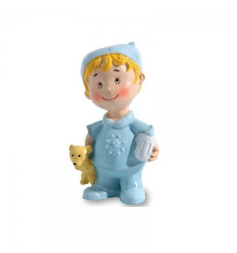 Statuina Cake Topper Neonato con Orsetto in Reisna 7 cm (Nascita/Battesimo) 37280