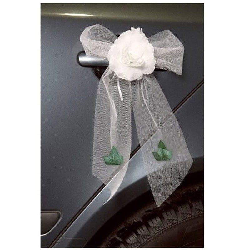 Fiocco decorativo per auto con rosa e foglie di edera KT4-008N