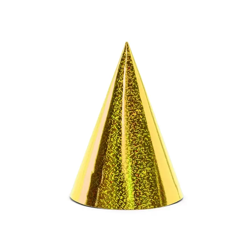 6 CAPPELLINI CONO ORO OLOGRAFICI