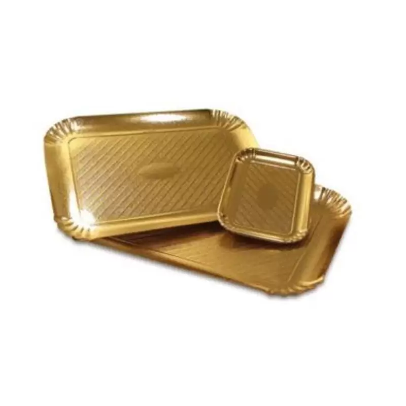 VASSOIO RETTANGOLARE DORATO 37 X 27 CM