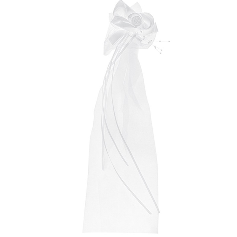 Decorazione Fiore con coda organza bianco OLK3-008