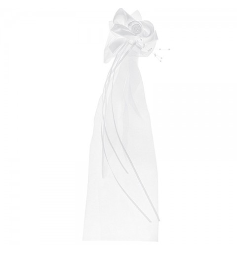Decorazione Fiore con coda organza bianco OLK3-008