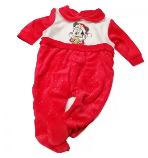 Tutina Natalizia Minnie con Glitter WQ3016 colore Rosso Tg 1 Mese