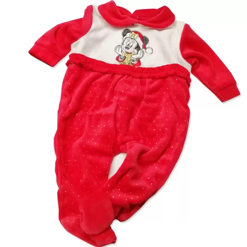 Tutina Natalizia Minnie con Glitter WQ3016 colore Rosso Tg 6 Mesi