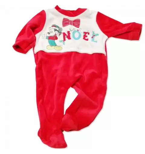 Tutina Natalizia Neonato Topolino Mickey Mouse Noel in ciniglia colore Rosso WQ3017 - TG 1 mese