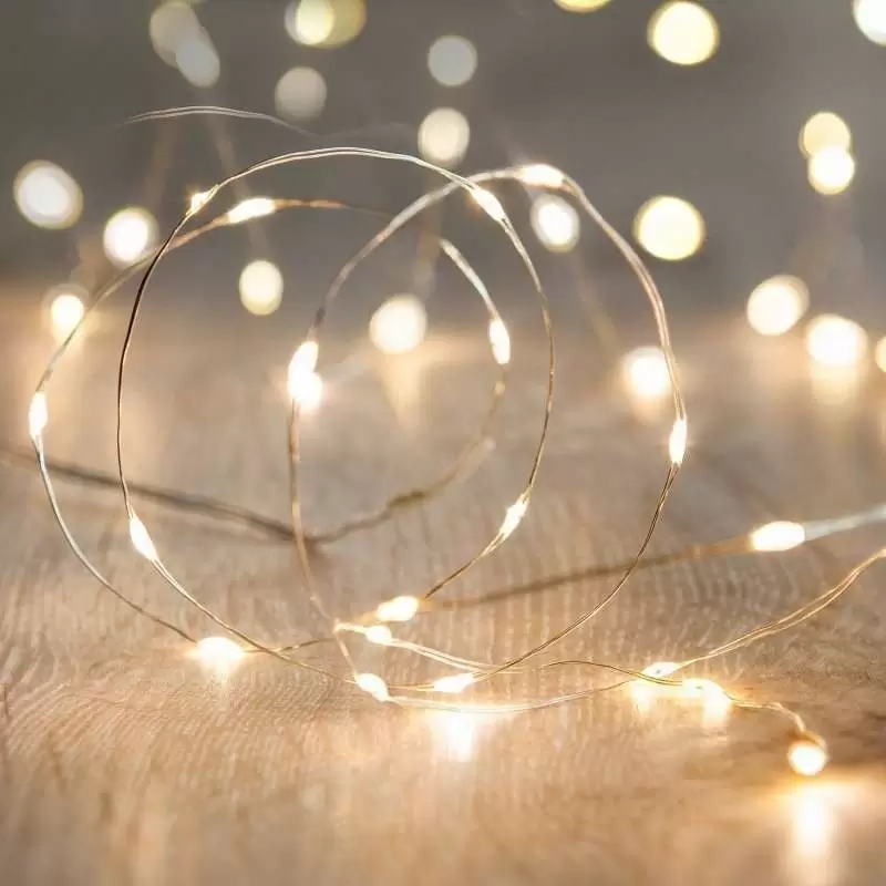CATENA DI LUCI MICRO LED A BATTERIA 80 LED BIANCO CALDO