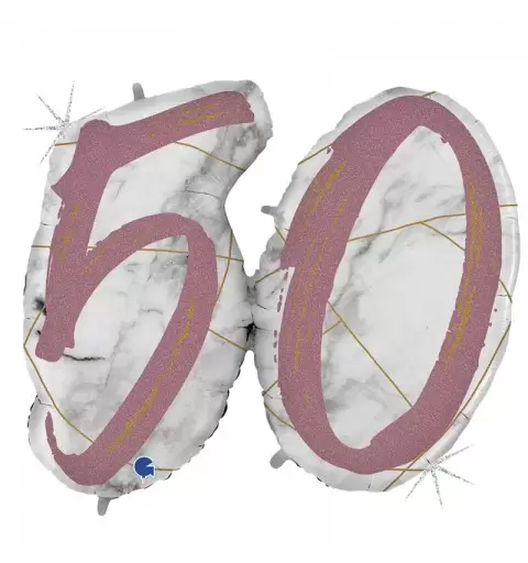Palloncino Supershape Sagomato N 50 Marmorizzato Rose Gold  Glitter 0196