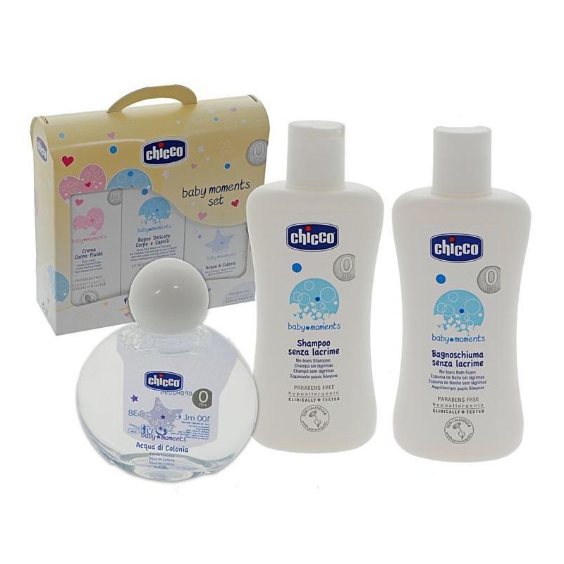 Chicco Baby Moments Set 0m+ bagnoschiuma, shampoo, acqua di colonia