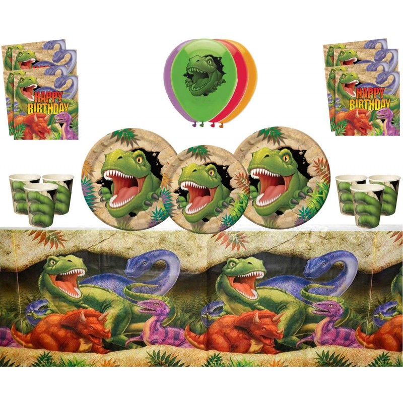 Set per Feste di Dinosauri da 101 pezzi Set di Forniture per Feste di Compleanno Dinosauri Set Compleanno Dinosauri Piatti Dinosauri Compleanno Bicchieri di Carta Tovaglioli Cannucce Striscioni 