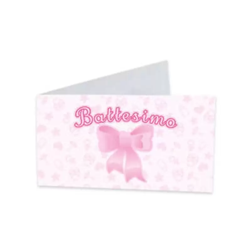 Bigliettini Bomboniera 25 PZ. Battesimo rosa 62002