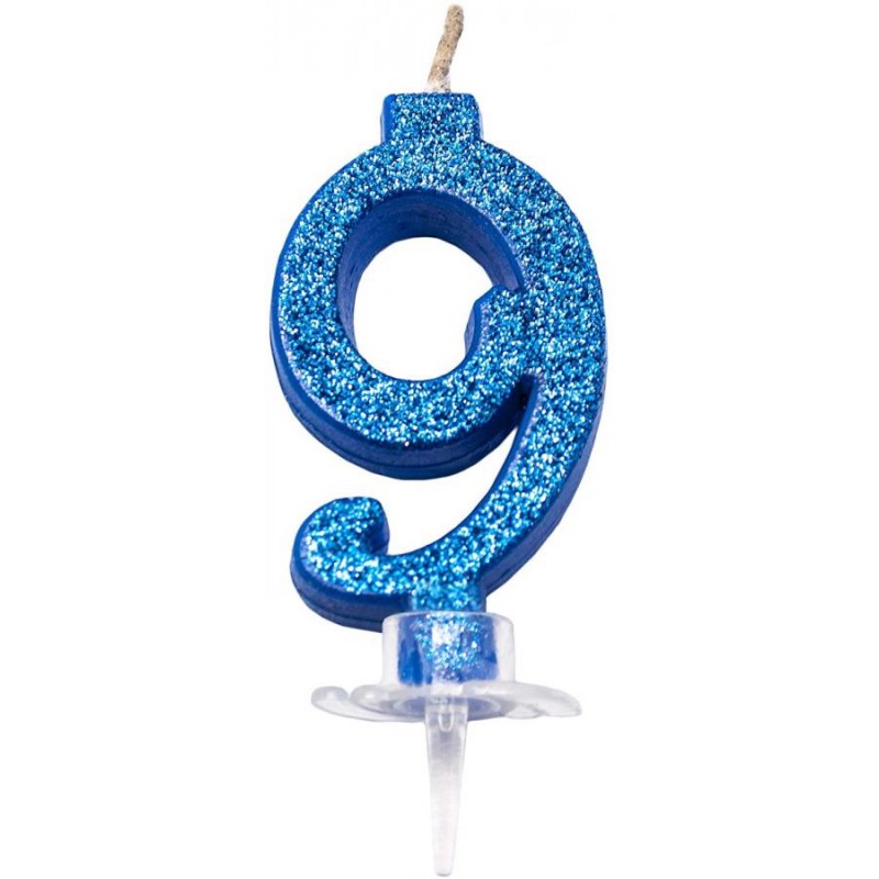 Candelina Numerale Magica Blu Glitter Mini 9 – 4459