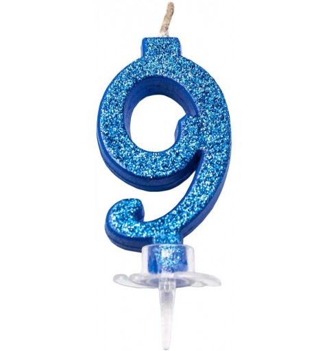 Candelina Numerale Magica Blu Glitter Mini 9 – 4459