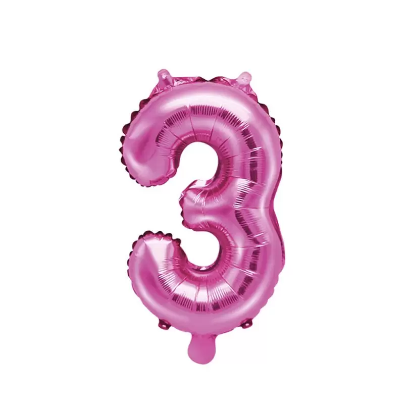 Palloncino foil fucsia numero 3 FB10M-3-006 35 cm