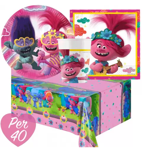 KIT N 3 - FESTA TROLLS  - COORDINATO TAVOLA