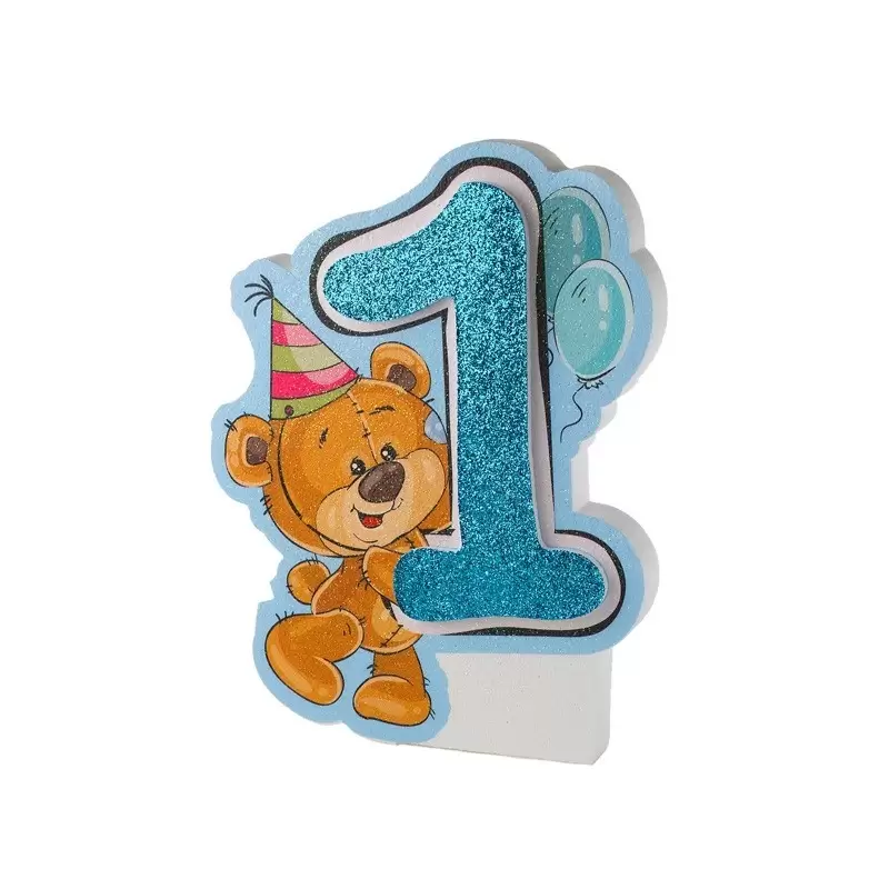 Decorazione Polistirolo 1 Anno Orsetto Celeste PD15