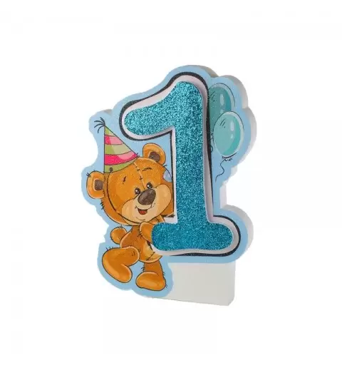Decorazione Polistirolo 1 Anno Orsetto Celeste PD15