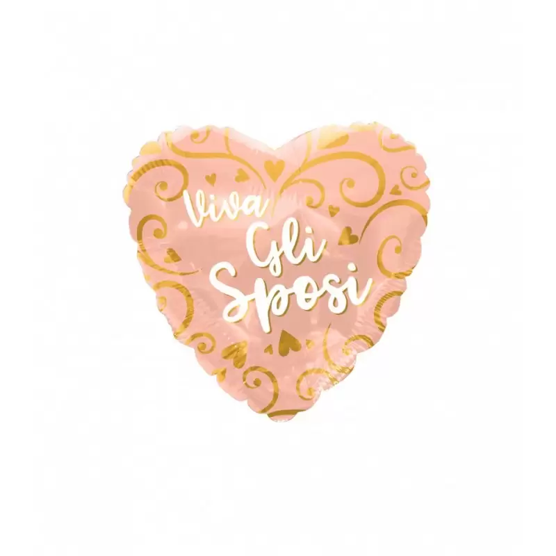 Palloncino Foil Cuore Viva Gli Sposi Rosa Gold 991337-01
