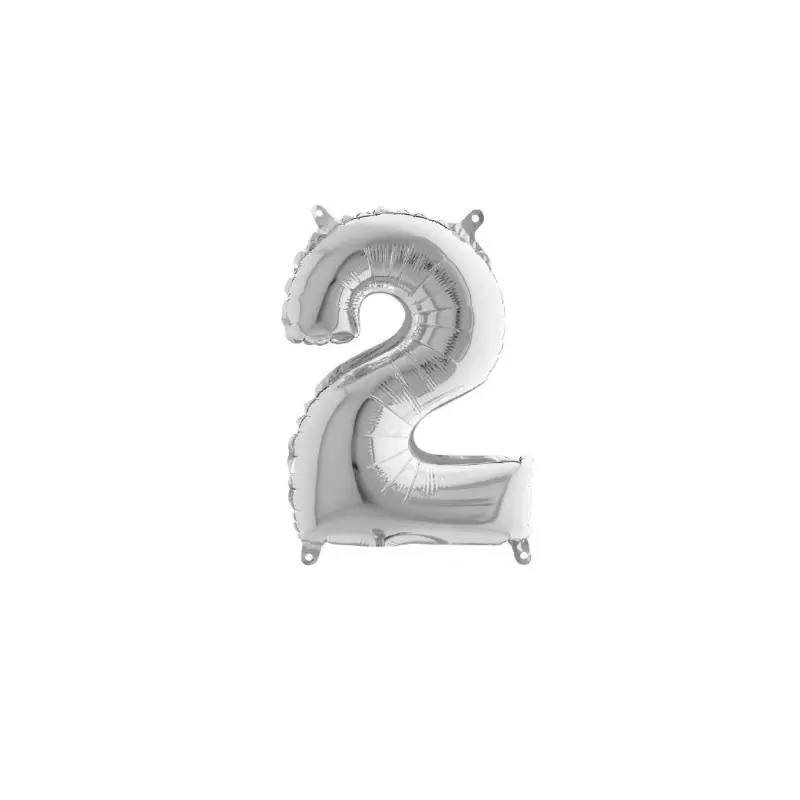 Palloncino Miniloons minifoil numerico 35 cm Argento  N°2 19842S1 conf da 5 pz