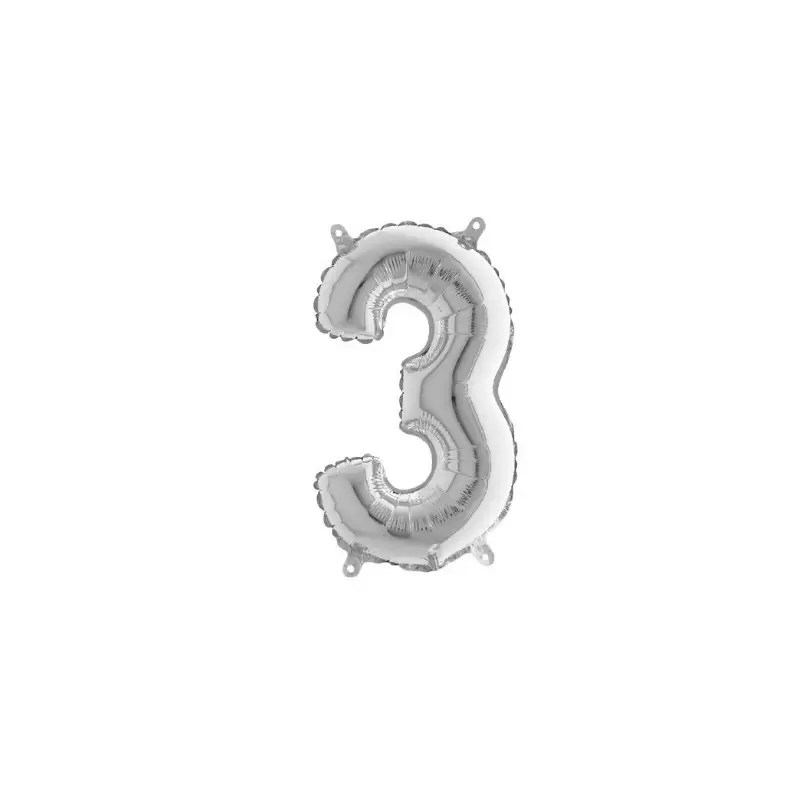 Palloncino Miniloons minifoil numerico 35 cm Argento  N°3 19843S1 conf da 5 pz