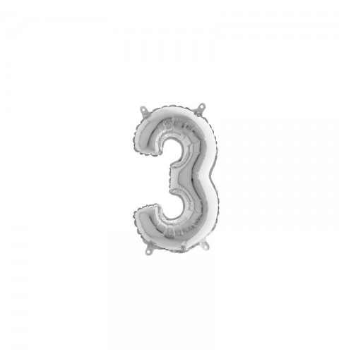 Palloncino Miniloons minifoil numerico 35 cm Argento  N°3 19843S1 conf da 5 pz