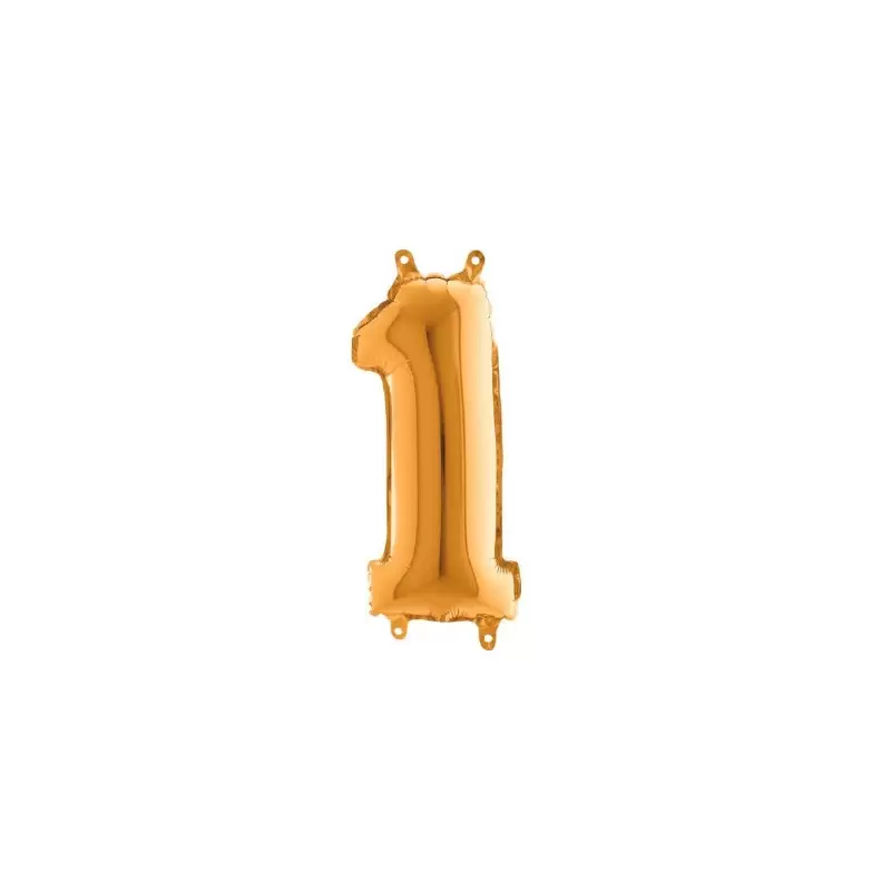 Palloncino Miniloons minifoil numerico 35 cm colore Oro N° 1 19841G1 conf da 5 pz