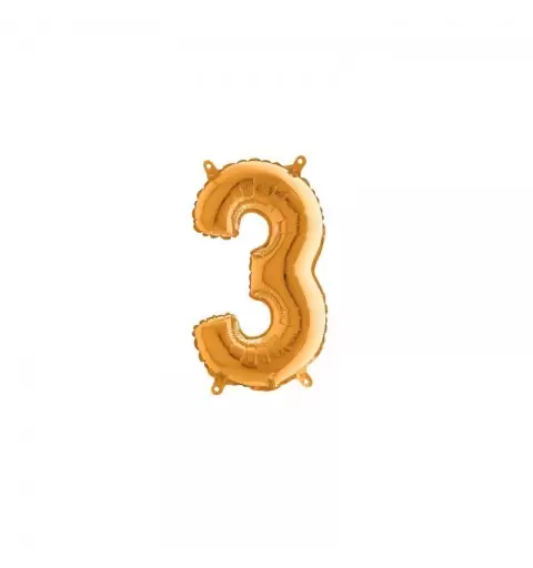 Palloncino Miniloons minifoil numerico 35 cm colore Oro N° 3 19843G1 conf da 5 pz