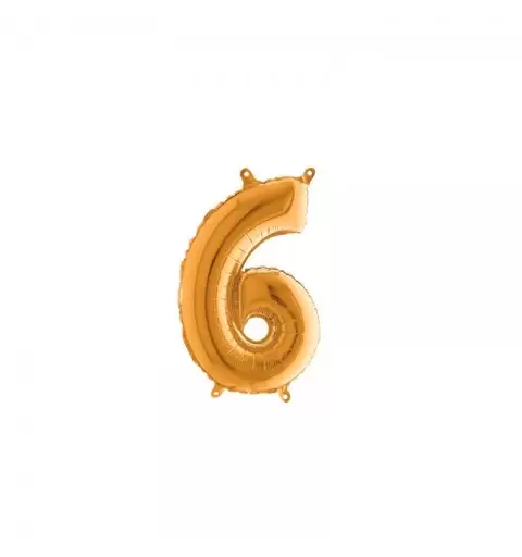 Palloncino Miniloons minifoil numerico 35 cm colore Oro N° 6 19846G1 conf da 5 pz